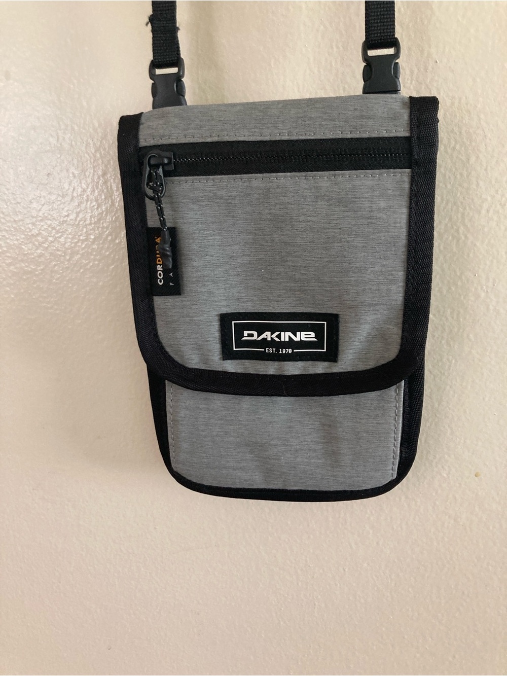 Dakine Gray and Black Crossbody Pouch with Front Zip